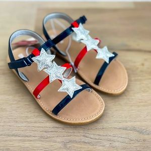 NWT Gymboree Girls Sandals Size 2 Red White & Blue patriotic USA American